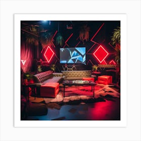 Red And Black Living Room Art Print