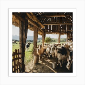 Goats In A Barn 4 Art Print