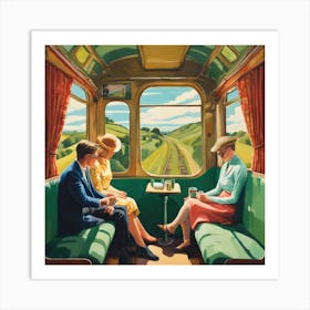 Vintage Train Journey Series: David Hockney Style 4 Art Print