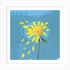 Sunflower Loves Me Loves Me Not Collage Painting  Art Print