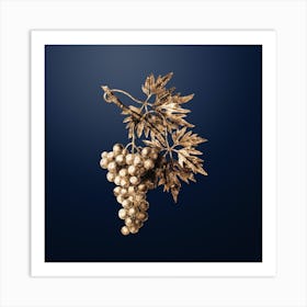 Gold Botanical Grape Vine on Midnight Navy n.4069 Art Print