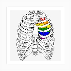 Skeleton Xray Ribs Halloween Heart Lgbtq Gay Pride Ally Art Print