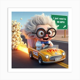 Cartoon Character Driving A Car 1 Art Print