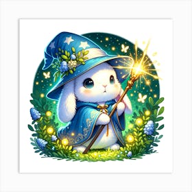 Wizard Rabbit in Forest Art Print