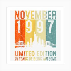 November 1997 Limited Edition 25 Year Old 25th Birthday Art Print