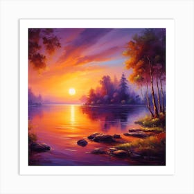 Sunset By The Lake Art Print