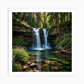 Waterfall In The Forest 98 Art Print