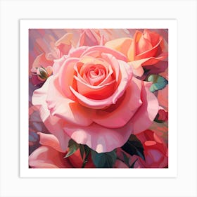 Pink Roses Painting Art Print