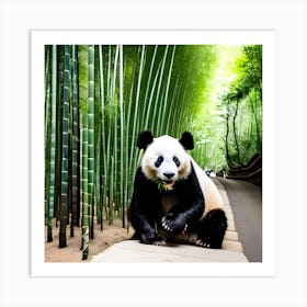 Panda Bear In Bamboo Forest 8 Art Print