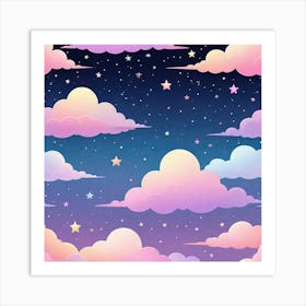 Sky With Twinkling Stars In Pastel Colors Square Composition 293 Art Print