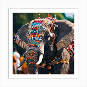Elephant With Beads Art Print