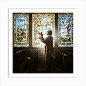 A Depiction Of A Spiritual Resurgence In The Scenery Of A Serene Church Backlit By Sunwashed Stain (4) Art Print