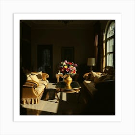 Living Room With Flowers Art Print