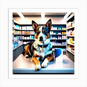 Blue Heeler In A Pharmacy Art Print