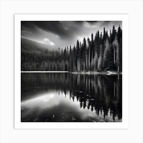 Black And White Lake 4 Art Print