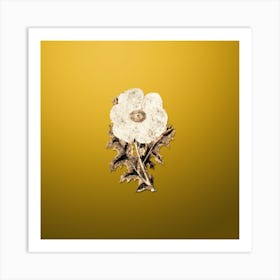 Gold Botanical Mexican Poppy Flower Branch on Mango Yellow n.0503 Art Print