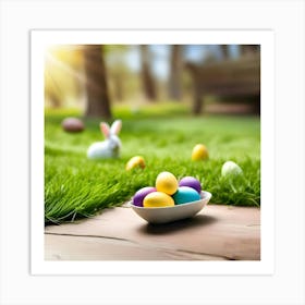 Easter Eggs On Grass Art Print