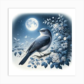 Bird In The Moonlight Art Print