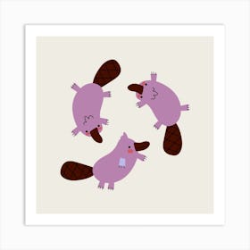 three cute beavers Art Print