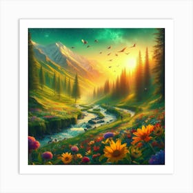 Beautiful Sunrise In The Mountains Art Print