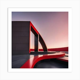 Moderno Monumento Rojo Y Negro Art Print