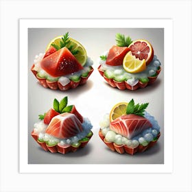 Sashimi Tartare In Pastry Shells Art Print