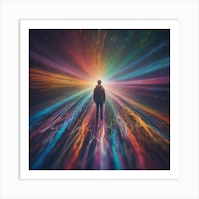 Man Standing In A Rainbow Light Art Print