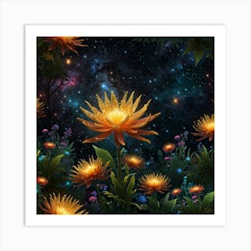 Flower In The Night Sky Art Print