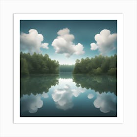 Clouds Reflected In A Lake Art Print