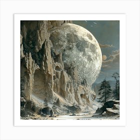 Moon Over The Cliffs Art Print