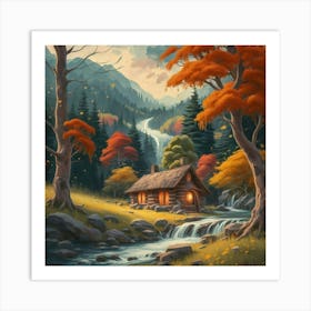 A peaceful, lively autumn landscape 16 Art Print