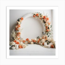 Floral Wreath With Candles And Flowers Art Print