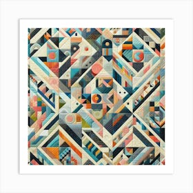 Colorful Quilt Using Geometric Patterns (1) Art Print