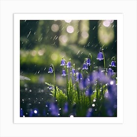 Light Rain in the Bluebell Wood Art Print