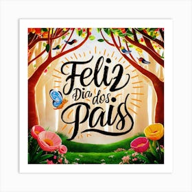 Feliz dia dos Pais typographic Happy fathers day for brazilian portuguese language greeting card postcard and congratulation fathers day dad,daddy,father,fathers day,dad,pai,family illustration wall art, clop artFeliz Dia Dos Pais Art Print