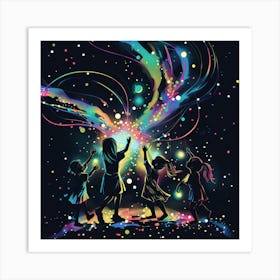 Children Playing With Sparkles Art Print