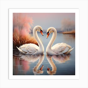 Couple of Swans Art Print