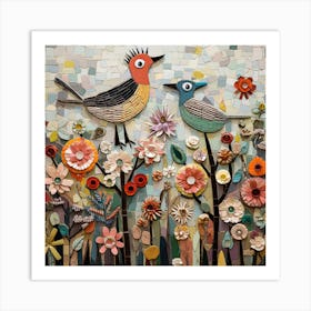 Birds love flowers X3 with AccEffect Art Print