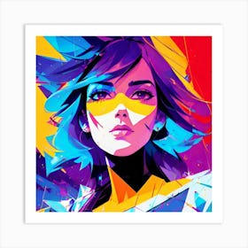 Girl With Colorful Hair 1 Art Print