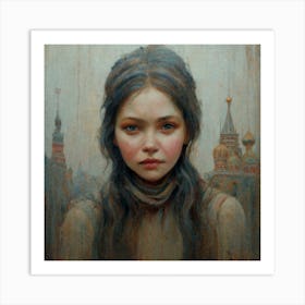 Girl With Long Hair Art Print