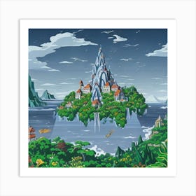 Chillhop Lofi World Suspended In The Sky Where Crystal Island 1 (1) Art Print