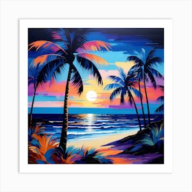 Sunset At The Beach 1 Art Print