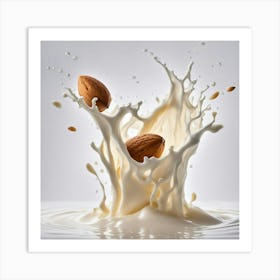 Almonds In Milk Splash Art Print