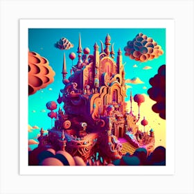 Psychedelic castle Art Print