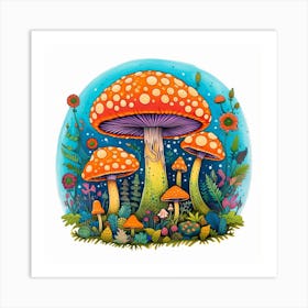 Mushrooms In The Forest 68 Art Print