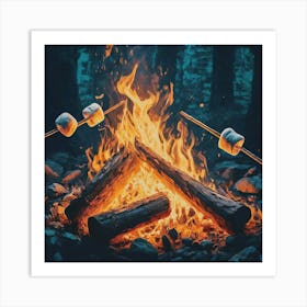 Campfire With Marshmallows 1 Art Print