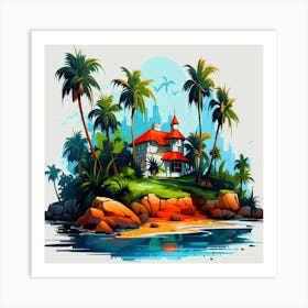 House On The Island Art Print