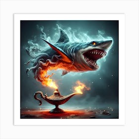 Shark With A Lamp Art Print