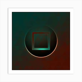 Geometric Neon Glyph on Jewel Tone Triangle Pattern 337 Art Print