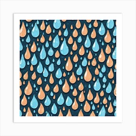 Raindrops Seamless Pattern 3 Art Print